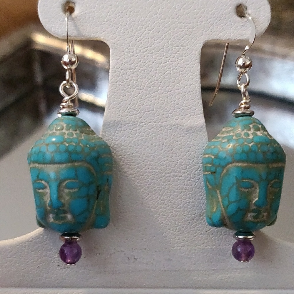 Gemstone Buddha Earrings